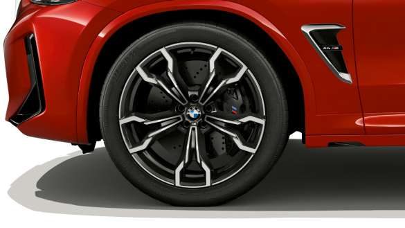 BMW X4 M F98 LCI Facelift 2021 Toronto Rot metallic 20'' M Leichtmetallräder Doppelspeiche 764 M Nahaufnahme